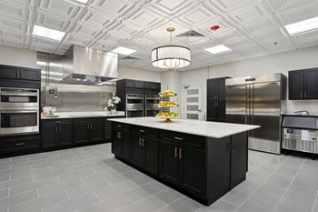 Modern kitchen with stainless steel appliances